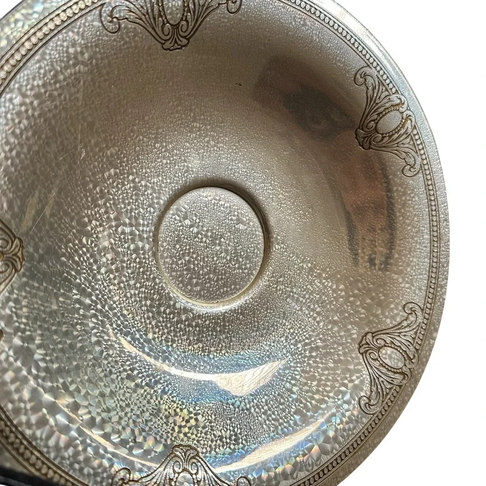 L.F.Grammes Vintage Hammered‎ Silver Plated Bowl with Ornate Border Decoration